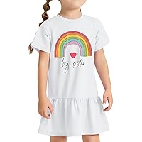 Big Sister Rainbow Toddler Rib Dress - Colorful Girls' Dress - Beautiful Toddler Dress