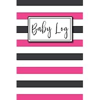 Baby Log: Record Daily Routines Tracking Feedings Diaper Changes Sleep Patterns Daily Mom Self Care Journal Pages Doctor Visits Immunizations and Milestones Pink Stripes