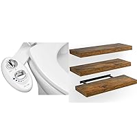 LUXE Bidet NEO 120 - Self-Cleaning Nozzle, Fresh Water Non-Electric Bidet Attachment & Amada HOMEFURNISHING Floating Shelves, Wall Shelves for Bathroom/Living Room/Bedroom/Kitchen Décor