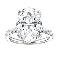 Siyaa Gems 7 CT Oval Moissanite Engagement Ring Wedding Eternity Band Solitaire Halo Silver Jewelry Anniversary Promise Ring Gift