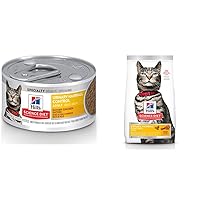 Hill's Science Diet Dry Cat Food,Adult,Urinary & Hairball Control,Chicken Recipe,15.5 lb Bag with Wet Cat Food,Adult,Urinary & Hairball Control,Savory Chicken Recipe,2.9 oz Cans,24-pack