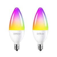 Smart Light Bulbs, Smart Candelabra LED Bulb, Smart Chandelier Light Bulbs, 4.9W (40W Equivalent) 470LM, E12 Smart Bulbs, Work with Alexa Google, Only 2.4GHz WiFi No Hub Required, 2 Pack