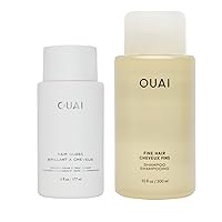 OUAI Hair Gloss Bundle, Fine Hair - Includes Hair Gloss and Fine Shampoo - Volumizing, Frizz-Control Hair Bundle (2 Count, 6 Oz/ 10 Fl Oz)
