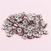 Adabus 50pcs/Lot 8mm Rhinestone Rondelles Crystal Beads Silver Color Metal Loose Spacer Beads for DIY Jewelry Making Accessories - (Color: 50pcs Crystal Beads)