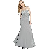Strapless Beaded Chiffon Ball Gown Prom Dress