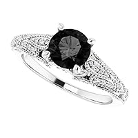 Love Band 1 CT Victorian Black Diamond Engagement Ring 14k White Gold, Vintage Black Onyx Ring, Antique Black Diamond Ring, Black Art Nouveau Ring, Precious Ring For Her