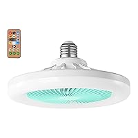 Sharplace Ceiling Fan Light, E27 Base, Modern Ceiling Lights, Dimmable LED Ceiling Fan with Lights, 3 Wind Speeds, Timing Function, Blue