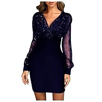 Women's Sequin Dress Hip Slit One Neck Dresses Shiny Gowns Evening Dresses Cocktail, M-3XL