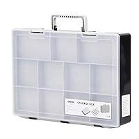 Sorting Tray with Lids Plastic Organizer Box with Dividers, 41 Adjustable Compartments Storage Containers with Handle, Sorters and Organizers for Art Crafts, Jewelry, Screws -Black&Grey