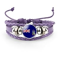 South Georgia And The South Sandwich Islands Flag Time Stone Bracelet - Vintage Colorful Handmade Multi-Layer Braided Rope Adjustable Bracelet, Novelty Souvenir Jewelry For Men Women Couple Gift
