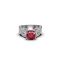 3.30 Ctw Ruby And Diamond Ring Ruby treatment heated 0.75 Ctw Diamond Weight G-H Diamond Color July Birthstone Ring 14k Gold Ring