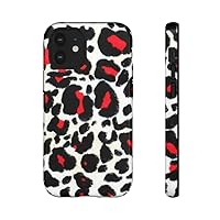 Leopard Black Red Phone Case iPhone 12 / Glossy