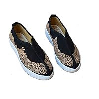 New Retro Men's Canvas Loafer Shoes Chinese Embroidery Canvas Shoes Solid Color Non Slip Breathable Men's Board Shoes