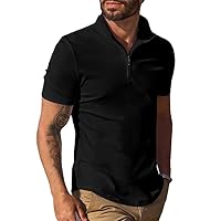 JMIERR Mens Casual Quarter Zipper Polo Shirts Knit Short Sleeve Golf T Shirt Lightweight Regular Fit Wicking Shirt