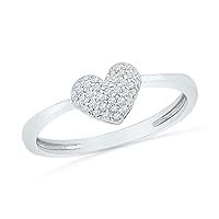 The Diamond Deal 10kt White Gold Womens Round Diamond Heart Cluster Ring 1/10 Cttw