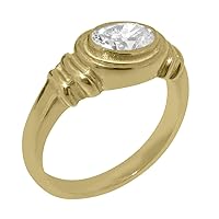 Solid 14k Yellow Gold Cubic Zirconia Unisexs Solitaire Ring - Sizes 4 to 12 Available