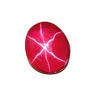 GEMHUB Stone 06.50 Cts. 6 Ray Red Star Ruby Stone, Oval Cabochon Cut Star Ruby Loose Gemstone for Ring DZ-116