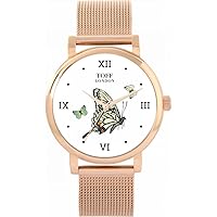 Butterflies Roman Numerals Mens Wrist Watch 42mm Case Custom Design