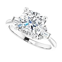 JEWELERYIUM 3 CT Cushion Cut Colorless Moissanite Engagement Ring, Wedding/Bridal Ring Set, Halo Style, Solid Sterling Silver, Anniversary Bridal Jewelry for Wife