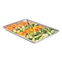 Restaurantware Met Lux 18 x 13 Inch Industrial Baking Pan 1 Heavy-Duty Bakery Sheet Pan - Rimmed Edges Endures Up To 392F Aluminum Half-Baking Sheet Dishwashable Ideal For Baking or Roasting