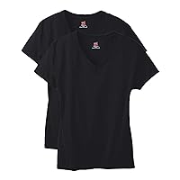 Hanes Women's Perfect-t V-neck T-shirt, Ring-spun Cotton Short Sleeve Tee for Women