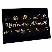 3dRose Image of Welcome Aboard Text and Leafy Accents in Gold... - Desk Pad Place Mats (dpd-353554-1)