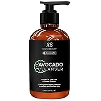 Radha Beauty Avocado Facial Cleanser, 4 fl. oz - Clear Pores on Oily, Dry & Sensitive Skin, Anti-Aging Herbal Infusion for 8 Times Antioxidant Protection