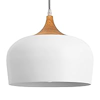 Modern White Pendant Light, Nordic Wooden Dome Minimalist Style Light fixtures Ceiling Hanging,Mini Chandelier for Dining Room, Kitchen Island, Bedroom, Hallway