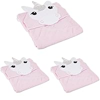 Hudson Baby Unisex Baby Cotton Animal Face Hooded Towel, Unicorn, One Size (Pack of 3)