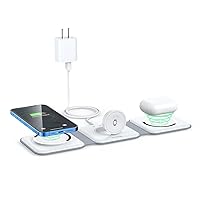 Wireless Charger 3 in 1,RTOPS Magnetic Travel Wireless Charging Station Multiple Devices,GaN 3 in 1 Charging Station,Compatible for iPhone15/14/13/12/Pro/Max,iWatch,AirPods 3/2/Pro(Adapter Includes)