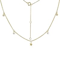 Dainty 14k Yellow Gold Dangling Star Necklace Diamond Ruby Sapphire 3/16 inch (5mm)