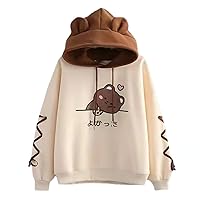 Cute Boba Bear Ear Hoodies Back to School Clothes for Teen Girls Teenagers Tops Sweatshirt Trendy Aesthetic 8 10 12