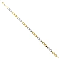 14k White Gold and Yellow Gold Crystal Sparkle Cut Bracelet Jewelry for Women