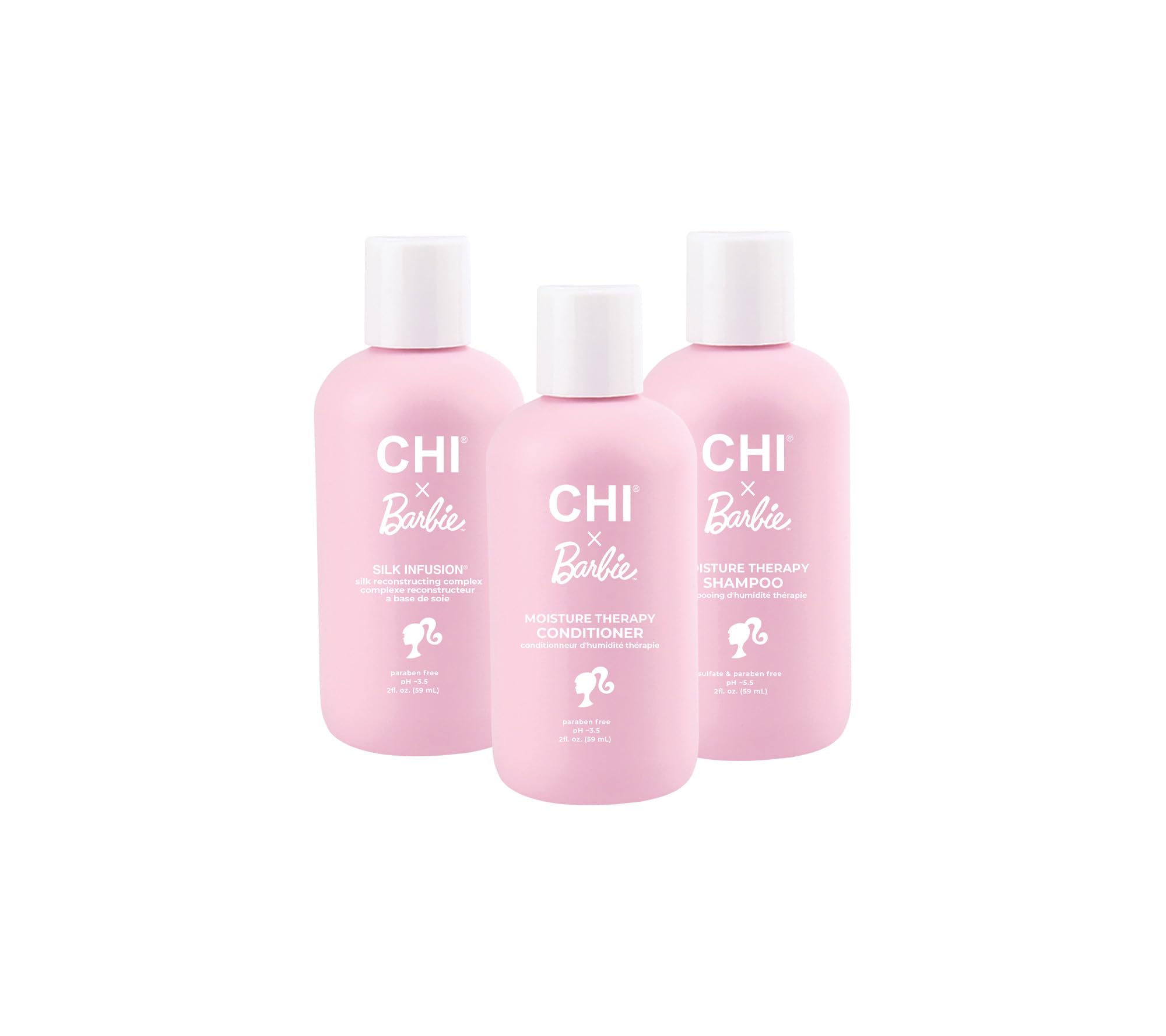 CHI x Barbie Trio Ornament Kit, Includes x Barbie Silk Infusion, Moisture Therapy Shampoo and Moisture Therapy Conditioner (Pack of 3)
