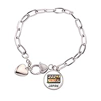 Traditional Japanese Sushi Box Heart Chain Bracelet Jewelry Charm Fashion
