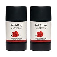 Each & Every 2-Pack Natural Aluminum-Free Deodorant for Sensitive Skin with Essential Oils, Plant-Based Packaging (2.5 Ounce (Pack of 2)) (Geranium & Snow Mushroom)