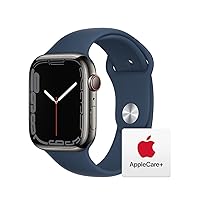 Apple Watch Series 7 [GPS + Cellular 45mm] Smart Watch w/Graphite Stainless Steel Case with Abyss Blue Sport Band. Fitness Tracker, Blood Oxygen & ECG Apps, Always-On Retina Display, Water Resistant