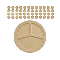 Carlisle FoodService Products Kingline Reusable Plastic Plate with 3 Compartments for Restaurants, Cafeterias, and Fast Food, Melamine, 10 Inches, Tan, (Pack of 48)