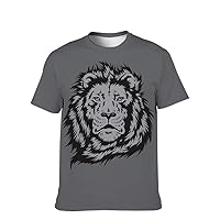 Unisex Funny-Cool T-Shirt Graphic-Tees Novelty-Vintage Short-Sleeve Hip Hop: 3D Lion Print Grey Casual Apparel Popular Gift