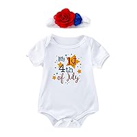 Baby Boy Suits Independence Day Short Sleeve Letter Prints Romper Newborn Clothes Headwear Bear Shirt Toddler Boy