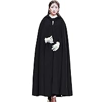 Flygo Women Wool Blend Hooded Cape Fall Winter Cloak with Hood Windproof Poncho Maxi Coat