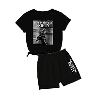 SOLY HUX Girl's Letter Graphic Short Sleeve T Shirt and Shorts Set 2 Piece Outfits Clothing Sets