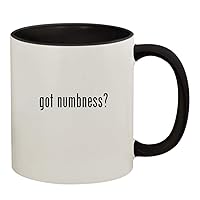 got numbness? - 11oz Ceramic Colored Handle and Inside Coffee Mug Cup, Black