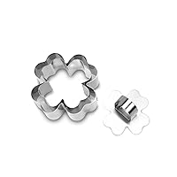 100% Stainless Steel 2PC Mousse Cake Molds +1PC Pusher Lifter Baking Cooking Rings Set - Fluffy Pancakes Salads Dessert Cookie Tools (Four-leaf Clovers Shape Molds, 1 Set)
