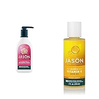 Natural Body Wash & Shower Gel, Invigorating Rosewater, 30 Oz & Maximum Strength Skin Oil, Vitamin E 45,000 IU, 2 Oz