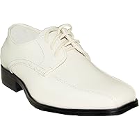 VANGELO Boy Tuxedo Shoe TUX-5K Square Toe for Wedding Formal Events with Wrinkle Free Material Ivory Patent