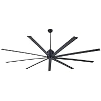 96 Inch Industrial DC Motor Ceiling Fan, Damp Rated Indoor or Covered Outdoor Ceiling Fans for Home or Commercial, Porch Patio Warehouse Restaurant, 6-Speed Remote Control, Black