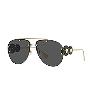 Versace Woman Sunglasses Gold Frame, Dark Grey Lenses, 63MM