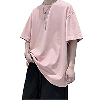 % Cotton Half Sleeve Men' Women Summer -Shirt Loose Short-Sleeved Casual Basic Shirt Neck Solid Oversize