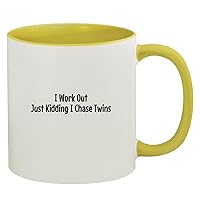 I Work Out Just Kidding I Chase Twins - 11oz Ceramic Colored Inside & Handle Coffee Mug, Yellow